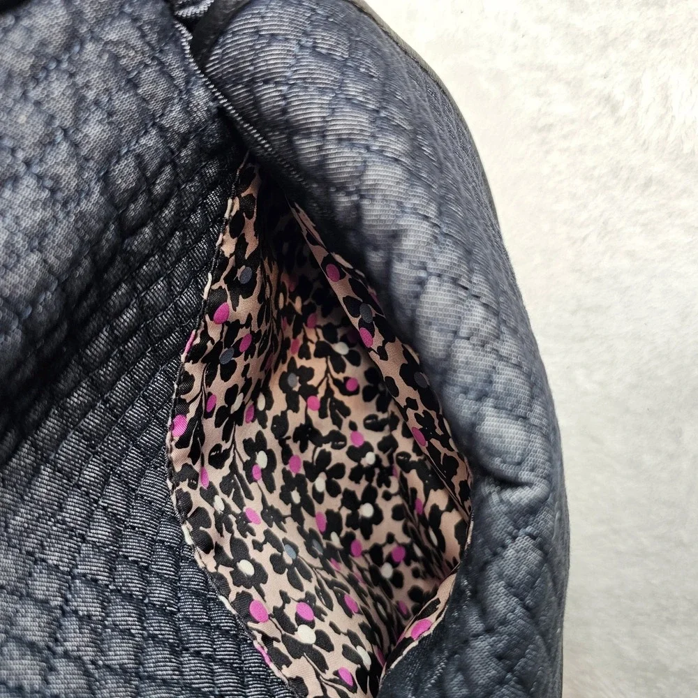 Vera Bradley Classic Denim Navy Carson East West Tote Faux Leather Trim